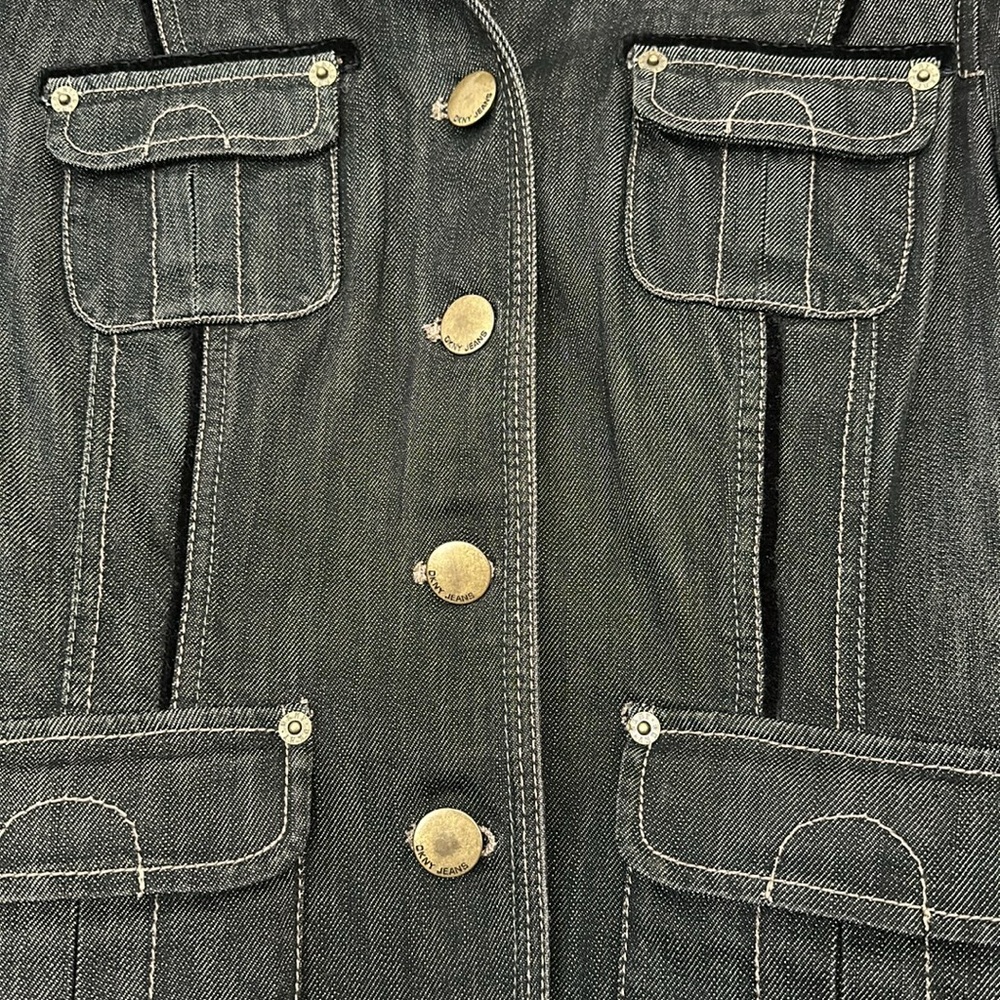 Black denim DKNY jacket size M - Picture 2 of 4